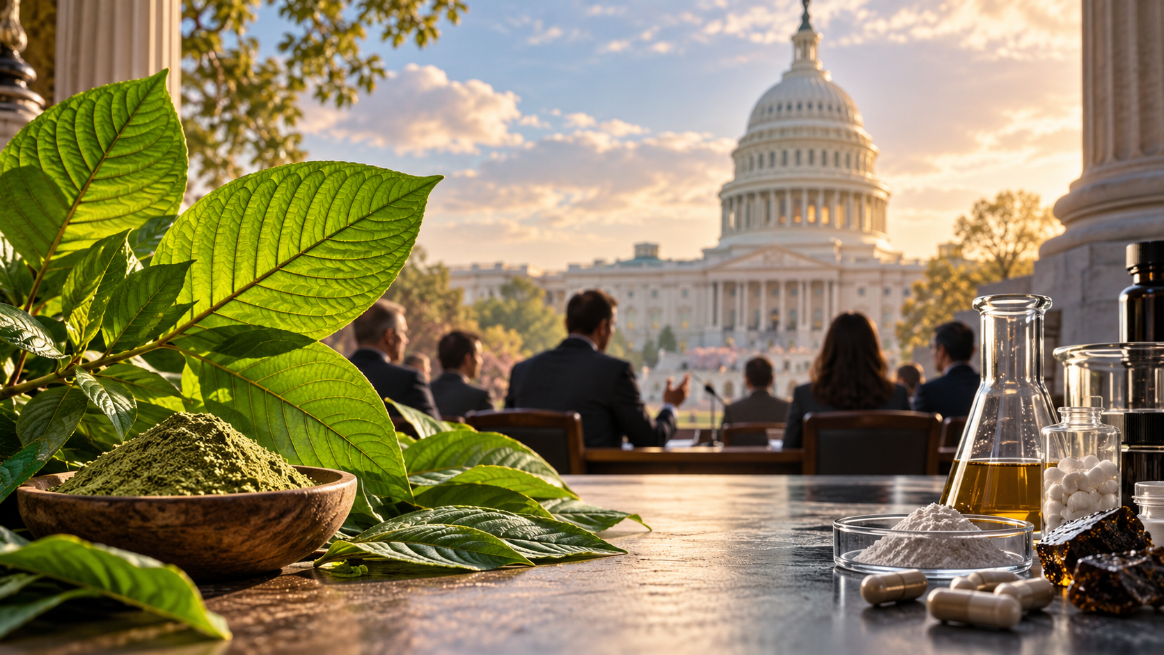 U.S. Capitol building in Washington, D.C., framed by green leaves against a blue sky.